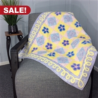 Yellow & Blue with Chenille Flower Accents Finished Quilt