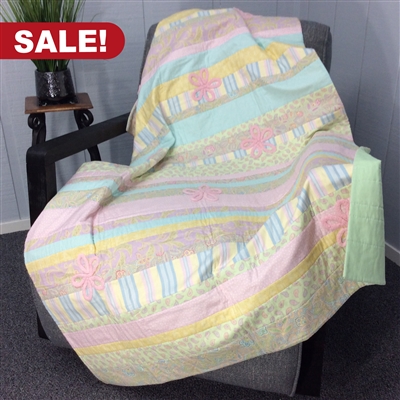 Pastel Paisley & Stripes with Chenille Flowers Finished Quilt