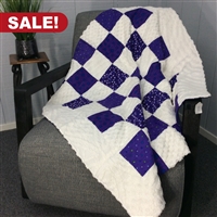 White and Purple Chenille Patchwork Finished Quilt