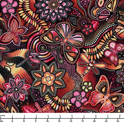 Oasis Fabrics Pannotia Butterfly Floral OA595622 Brown- 32 inch EOB Special