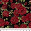 Timeless Treasures Gilded Rose Gilded Red Metallic Roses Medium Rose- Cm1251 Black