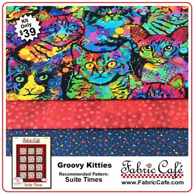Groovy Kitties - 3 Yard Quilt Kit
