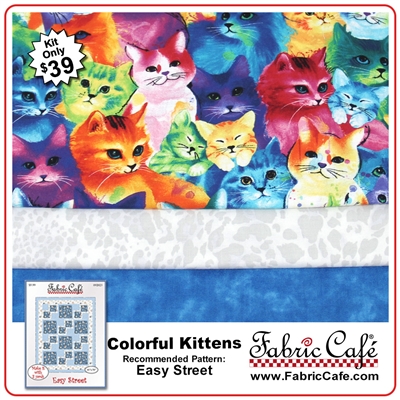 Colorful Kittens - 3 Yard Quilt Kit