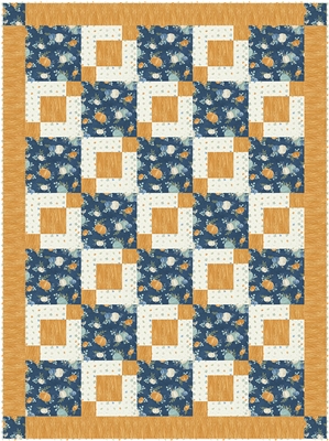 Patchwork Quilt Squares on Yellow/Blue/Brown/Red, South Sea imports, Quilting Fabric, 100% Cotton, 44 wide